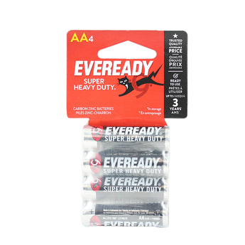 Pack of Eveready Super Heavy Duty AA batteries on a white background