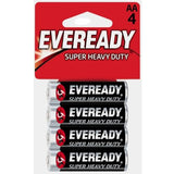 Energizer Eveready Super Heavy Duty 1215-SW-4 AA 1100mAh 1.5V Zinc Carbon Button Top Batteries - 4 Piece Retail Card