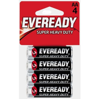 Energizer Eveready Super Heavy Duty 1215-SW-4 AA 1100mAh 1.5V Zinc Carbon Button Top Batteries - 4 Piece Retail Card