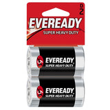 Energizer Eveready Super Heavy Duty 1250-SW-2 D-cell 8000mAh 1.5V Zinc Carbon Button Top Batteries - 2 Piece Retail Card