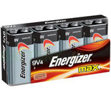 Energizer Max 522BP-4 9V Alkaline Battery with Snap Connector - 4 Piece Family Pack