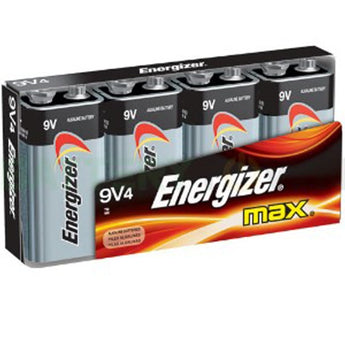 Energizer Max 522BP-4 9V Alkaline Battery with Snap Connector - 4 Piece Family Pack