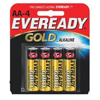 Energizer Eveready Gold A91-BP-4 AA 1.5V Alkaline Button Top Batteries - 4 Piece Retail Card