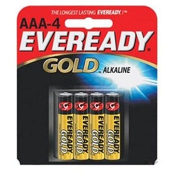 Energizer Eveready Gold A92-BP-4 AAA 1.5V Alkaline Button Top Batteries - 4 Piece Retail Card