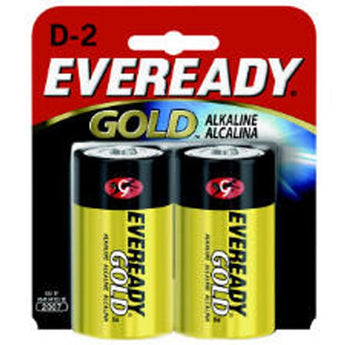 Energizer Eveready Gold A95-BP-2 D-cell 1.5V Alkaline Button Top Batteries - 2 Piece Retail Card