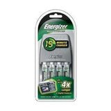Energizer AA and AAA 4 Bay 15 MinuteNiMH Battery Charger - Includes 4 x AA NiMH Batteries (CH15MNCP4)