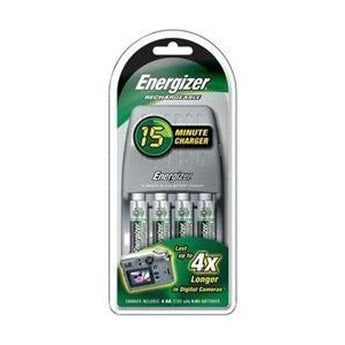 Energizer AA and AAA 4 Bay 15 MinuteNiMH Battery Charger - Includes 4 x AA NiMH Batteries (CH15MNCP4)