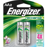Energizer Recharge NH15-BP-2 AA 2300mAh 1.2V Nickel Metal Hydride (NiMH) Button Top Batteries - 2 Piece Retail Card