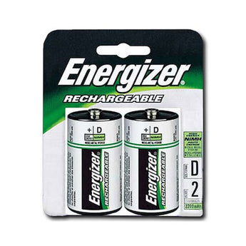 Energizer Recharge NH50-BP-2 D-cell 2500mAh 1.2V Nickel Metal Hydride (NiMH) Button Top Batteries - 2 Piece Retail Card