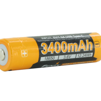 Fenix ARB-L18-3400U V3.0 18650 3400mAh 3.6V Protected Lithium Ion (Li-ion) Button Top Battery with Built-In USB-C Charging Port