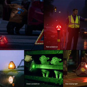 Fenix CP50R USB-C Rechargeable Work Light Informational Slide - Red Flash and Constant On, Yellow Flash, Green Constant On, Red Chasing Light