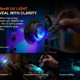 Fenix E06R Pro RG Flat Flashlight - infographic indicating UV Light capability