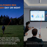 Fenix E06R Pro RG Flat Flashlight - infographic indicating the high power laser