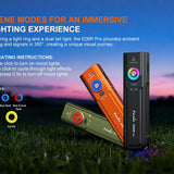 Fenix E06R Pro RG Flat Flashlight - infographic indicating scene mode offering immersive experience