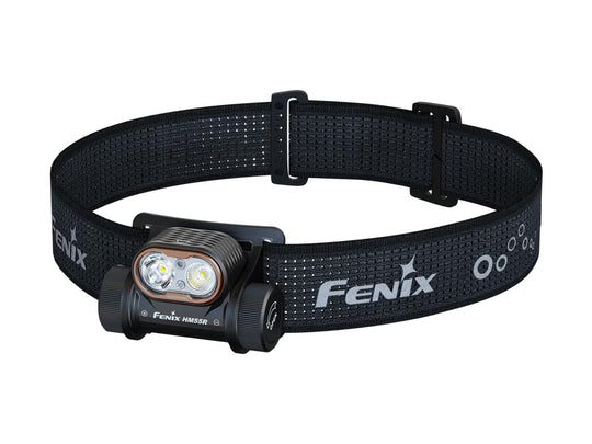 Fenix HM55R USB-C Rechargeable LED Headlamp Informational Slide - Front Angled View