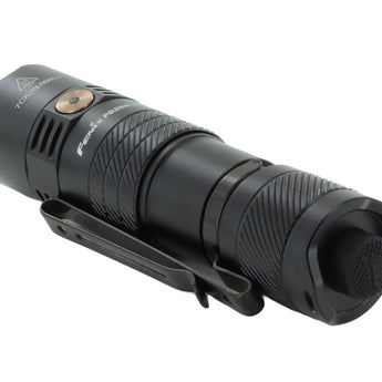 Fenix PD26R ACE USB-C Rechargeable LED Flashlight - Angled Back Tail Cap View