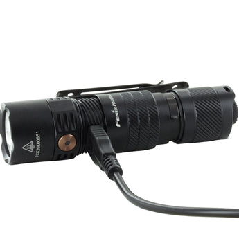 Fenix PD26R ACE USB-C Rechargeable LED Flashlight - Angled View of Charging