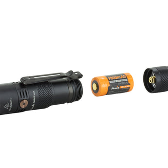 Fenix PD26R ACE USB-C Rechargeable LED Flashlight - Open to Expose Battery