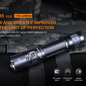 Fenix PD35 V3.0 Tactical LED Flashlight - 1700 Lumens - Luminus SFT40 - Includes 1 x Micro-USB Rechargeable 18650