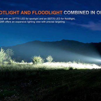 Fenix TK28R Double-Barrel Tactical Searchlight - USB-C Rechargeable - 6500 Lumens - White and Red LEDs - Includes 2 x 18650