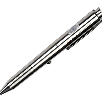 Fitorch FTP20, Titanium - Front Left Facing Angle, LED and Bolt Action Visible