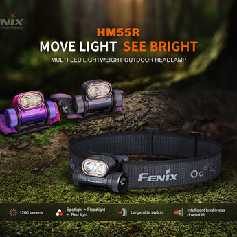 Fenix HM55R USB-C Rechargeable LED Headlamp - 1200 Lumens - Includes 1 x 18350 - Multiple Color Options
