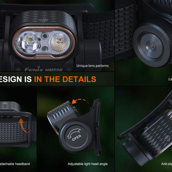 Fenix HM55R USB-C Rechargeable LED Headlamp - 1200 Lumens - Includes 1 x 18350 - Multiple Color Options