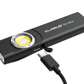 Klarus E5 Ultra Flashlight Charge Port Closeup
