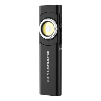 Klarus E5 Ultra Flashlight, Standing, Diagonal View