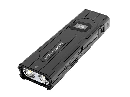 Klarus X2 Ultra-Thin USB-C Rechargeable LED Flashlight - Angled View of Lense