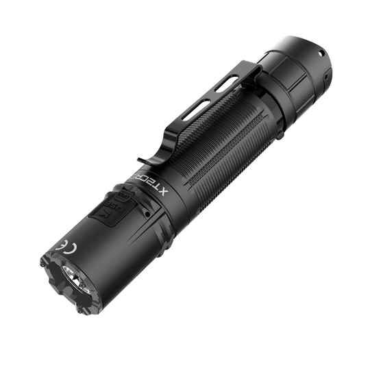 Klarus XT2CR Pro (2025) Next-Gen Tactical Flashlight Downward Angled View