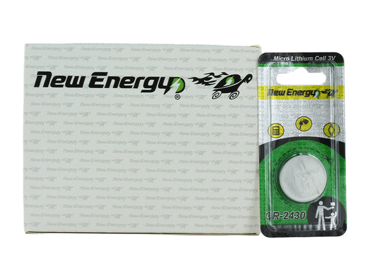 New Energy CR2430 3V 270mAh Lithium Primary (LiMNO2) Coin Cell Battery - Hologram Packaging - 36pc Carton Tear Strip