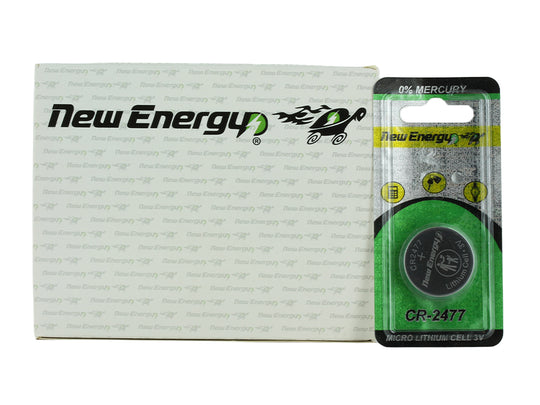 New Energy CR2477 3V 1000mAh Lithium Primary (LiMNO2) Coin Cell Battery - Hologram Packaging - 24pc Carton Tear Strip