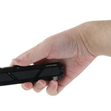 Hand holding a Nitecore EDC17 against a white background