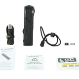 Nitecore flashlight with accessories on a white background