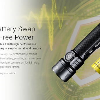 Nitecore EX7 USB-C Rechargeable LED Flashlight - 6000 Lumens - 5 x NiteLab M515S LEDs - Uses 1 x 21700