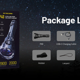 Nitecore P40 USB-C Rechargeable Ultra-Long Throw Dual Beam LEP Flashlight - 2000 Lumens - Includes 1 x 21700