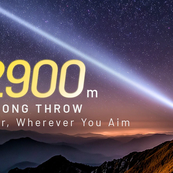 Nitecore P40 USB-C Rechargeable Ultra-Long Throw Dual Beam LEP Flashlight Informational Slide - 2900m Long Throw