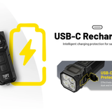 Nitecore TUP 2 USB-C Rechargeable LED Keychain Flashlight - 1200 Lumens - NiteLab MCT UHE - Uses Built-in 1300mAh Li-ion Battery Pack - Multiple Color Options