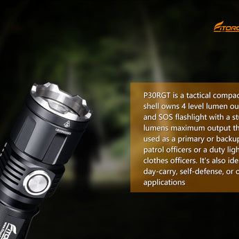 Fitorch P30RGT Rechargeable Tactical LED Flashlight and PowerBank - CREE XP-L - 1180 Lumens - Uses 1 x 18650 (included) or 2 x CR123A