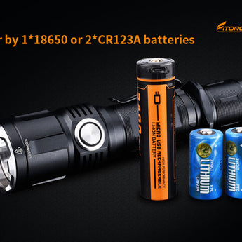 Fitorch P30RGT Rechargeable Tactical LED Flashlight and PowerBank - CREE XP-L - 1180 Lumens - Uses 1 x 18650 (included) or 2 x CR123A
