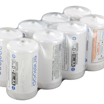 Panasonic Eneloop D Cell Spacer AA Battery Converters - 8 Pack - Packaging