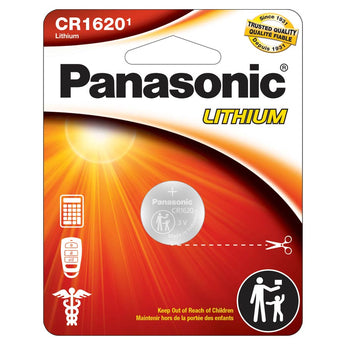 Panasonic CR1620 75mAh 3V Lithium Coin Cell Battery - Front View of 1 Pack