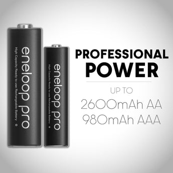 Panasonic Eneloop Pro AA 2600mAh 1.2V Low Self Discharge Nickel Metal Hydride (NiMH) Button Top Batteries - Multiple Quantities Available