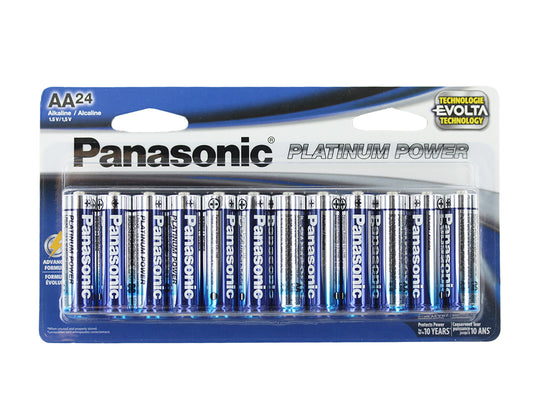 Panasonic Platinum Power AA Batteries - 24-Pack Retail Card - Front of Packaging