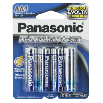 Panasonic Platinum Power AA Batteries - 4 Pack Retail Card - Front of packaging