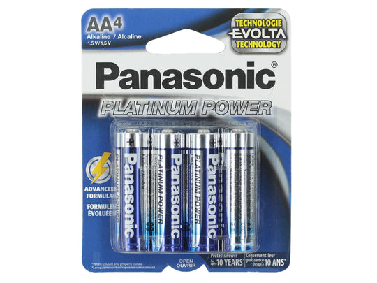 Panasonic Platinum Power AA Batteries - 4 Pack Retail Card - Front of packaging