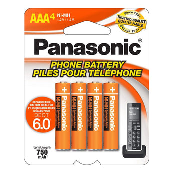 Panasonic DECT Rechargeable NiMH AAA Batteries - 4 Pack