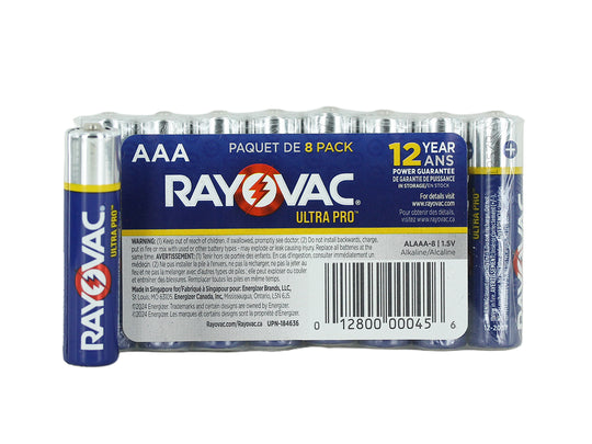 Rayovac Alkaline AAA Battery - 8-Pack Next to Single Piece