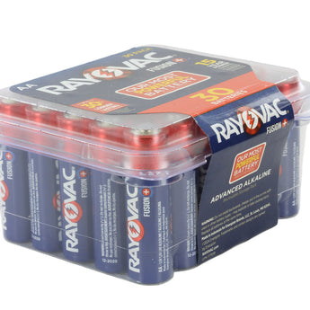 Rayovac Fusion AA Battery 30 pack box side view